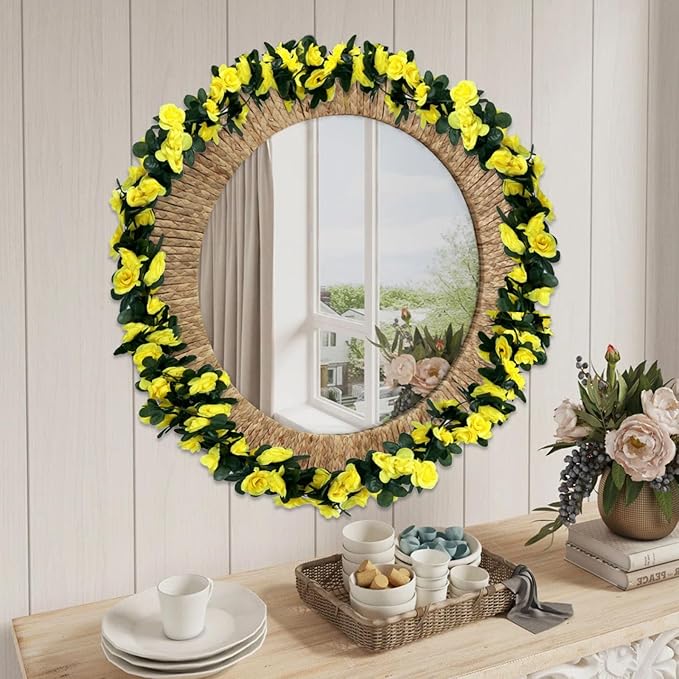 16Pcs 126Ft Yellow Rose Garland, Fake Rose Hanging Flowers, Artificial Flower - Image 5