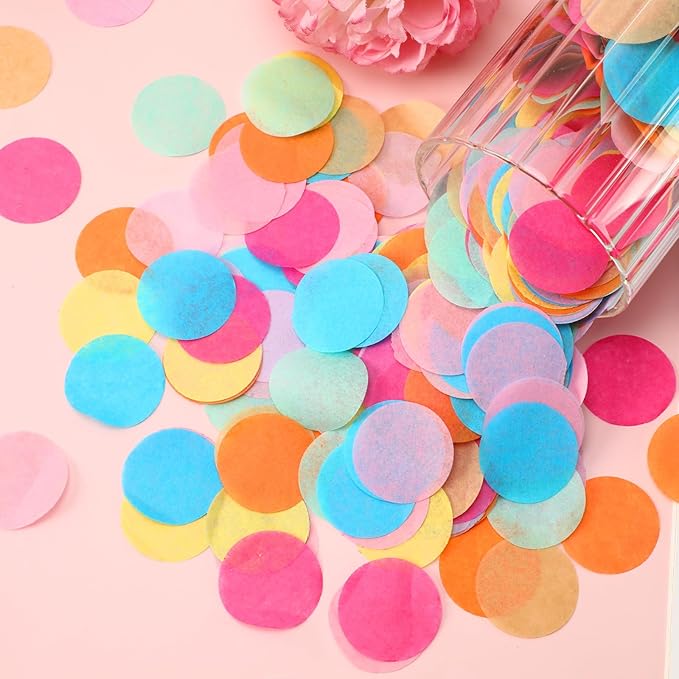 MARFOREVER 5.4oz Multicolor 1 Inch Round Tissue Paper Confetti, Round Confetti - Image 3