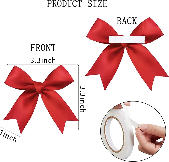 50 Pieces Gift Wrap Bows Premium Satin Ribbon Bows 3.3 Inch Craft Bows - Image 2