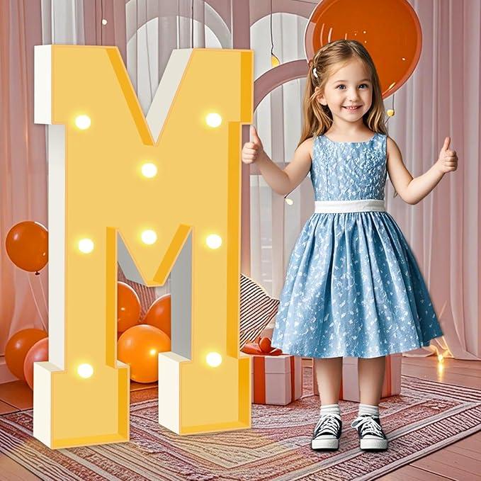 3FT Marquee Light Up Letters M, Warm White Light Up Letter, Large Marquee by HITINO