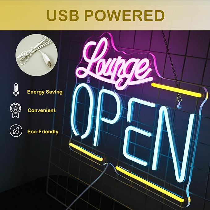 Lounge Open Neon Signs, Bright Led Light, - Image 5