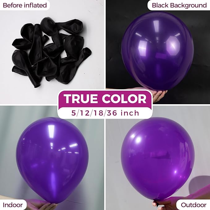 Bezente Dark Purple Latex Party Balloons - Image 2