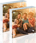 Egofine 5x5 Acrylic Frames 2 Pack, 20mm Thicker Frameless Clear Picture Frames by Egofine