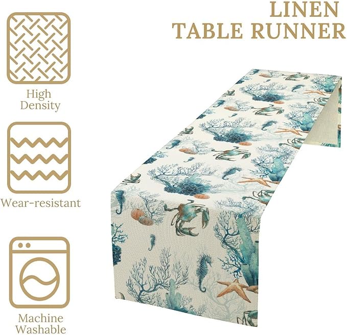Nautical Coast Table Flag, Ocean Beach Seahorse Shell, Vintage Sailboat - Image 5