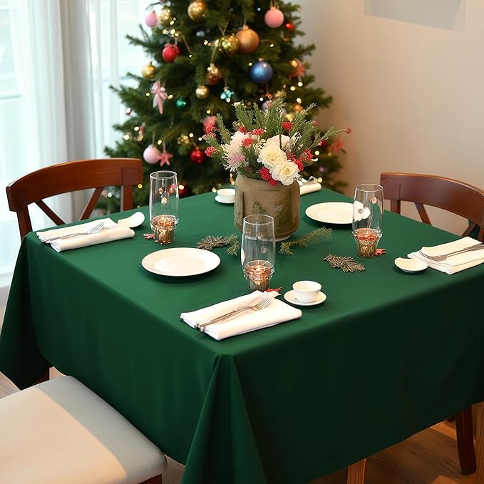 sancua Square Tablecloths 85x85 Inch Hunter Green - Image 2