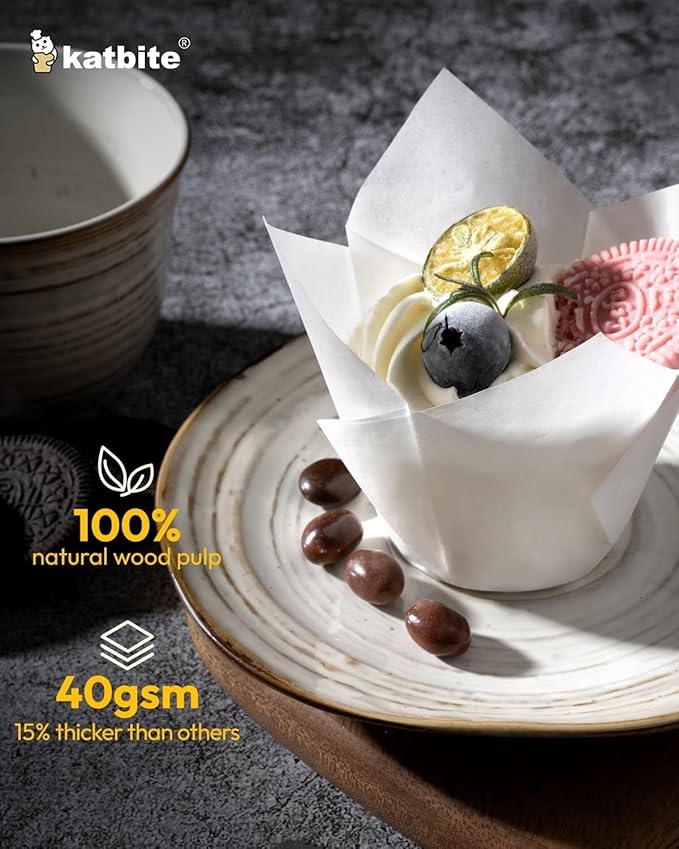 Katbite Tulip Cupcake Liners 200PCS, Muffin Baking Cupcake Liners Holders - Image 4