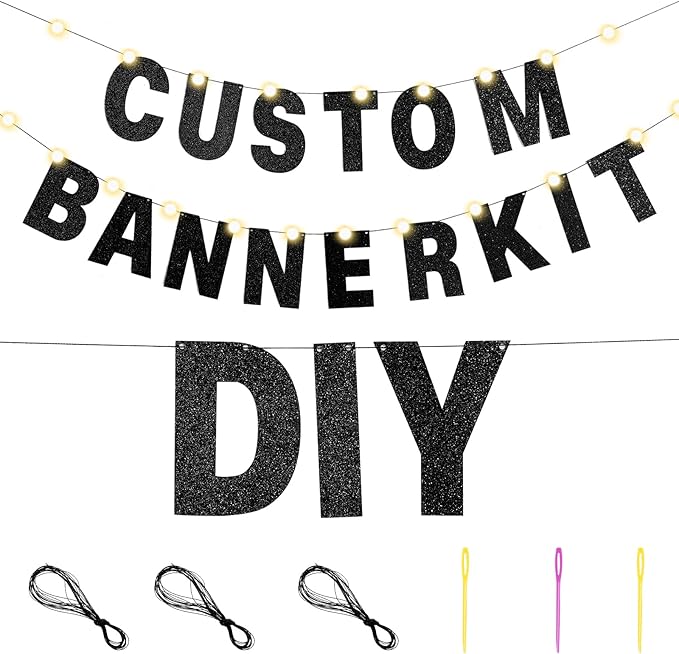 TaoBary 112 Pcs DIY Letter Custom Banner Glitter Customizable Banner Kit - Image 3