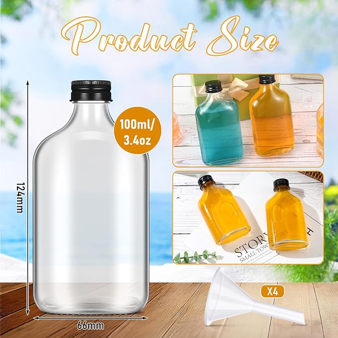 Gejoy 24 Pcs Mini Liquor Bottles Reusable Glass Flask Bottles - Image 2