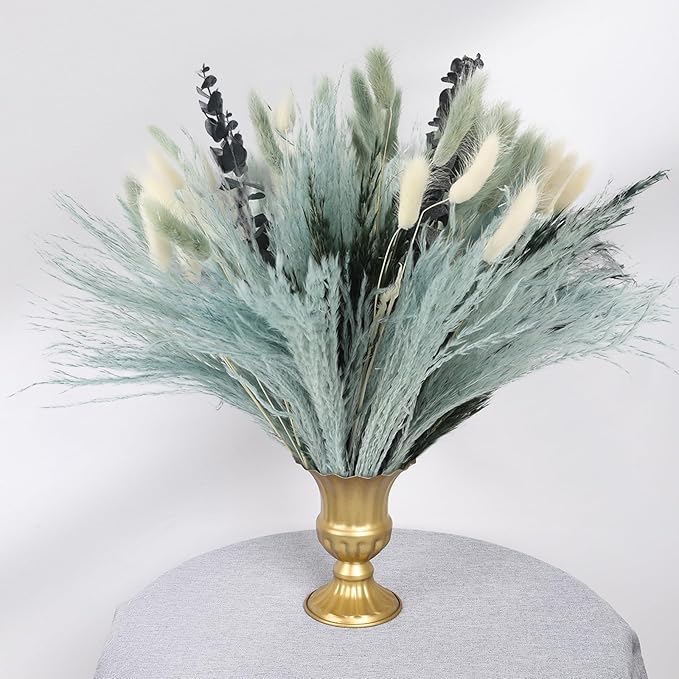 N&T NETING 100Pcs Grey Pampas Grass Decor Natural Dried by NTNIETING
