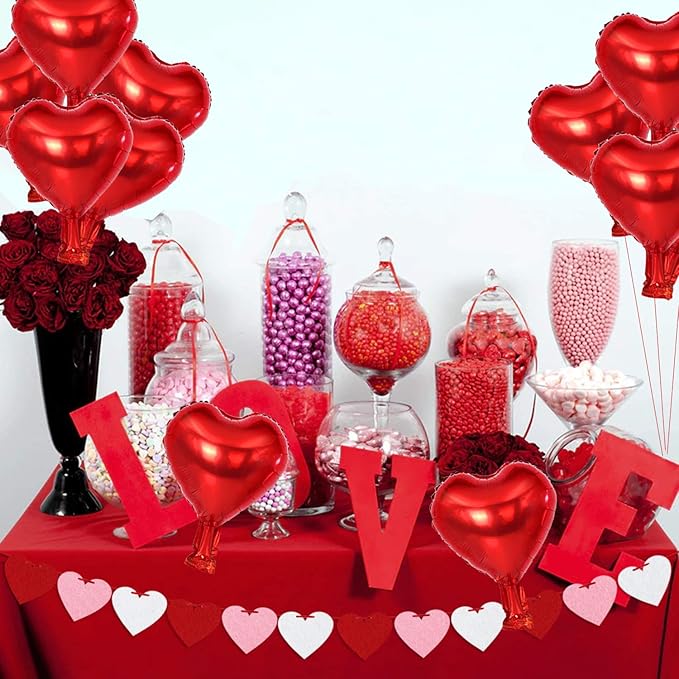 BEISHIDA 50 Pcs 10 Inch Heart Foil Balloons, Heart-Shaped Foil Balloons - Image 6