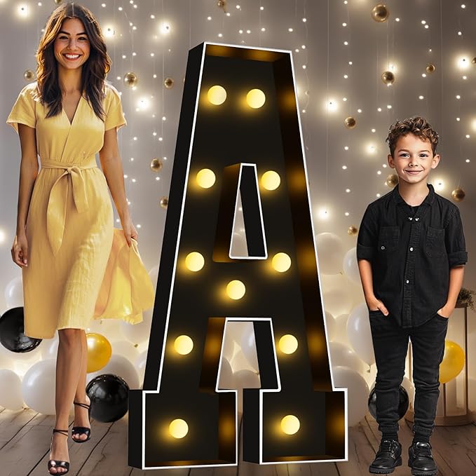 Pooqla 4 FT Marquee Light Up Letters, Giant Sign Black Marquee Letter Lights by Pooqla