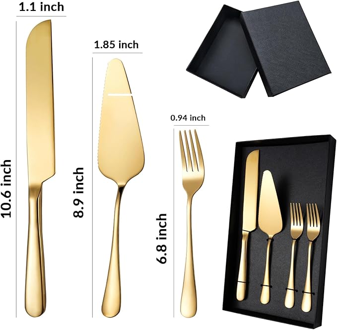 Personalized Wedding Cake Knife and Server Set, Custom Gold/Silver Cake Cutting - Image 3