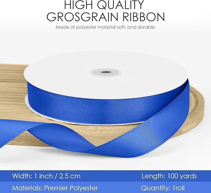 100 Yards 1 inch Grosgrain Ribbon, Solid Color Fabric Ribbon Perfect - Image 2