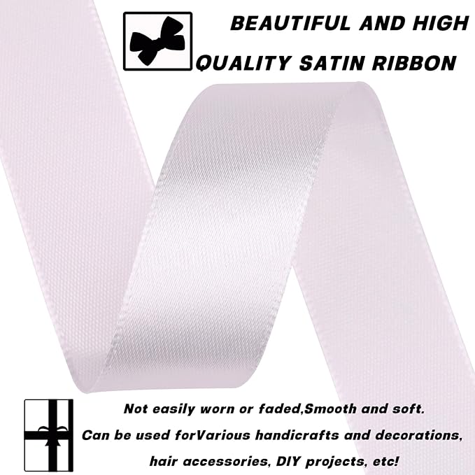 White 7/8 Inch 30 Yards Satin Craft Ribbon - Image 3