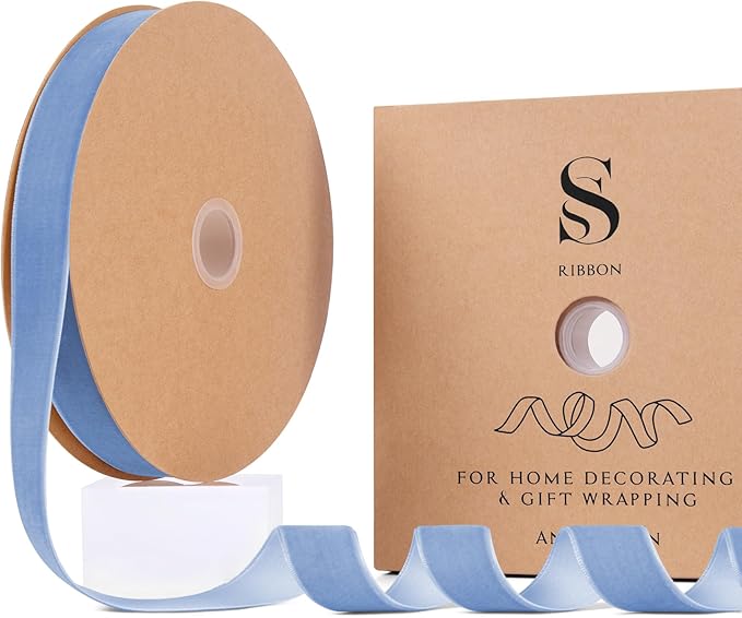Light Blue Christmas Velvet Ribbon by Unknown
