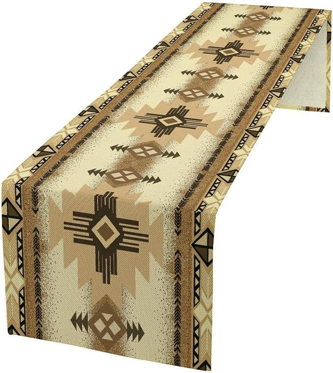 Aztec Table Runner Southwestern Ethnic Style Geometric Navajo Tribe Abstract by ICMOLYYENLO