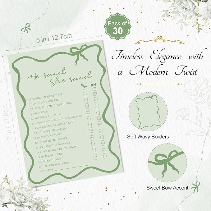 DEEKA 30 PCS Bridal Shower Games Card - Image 2