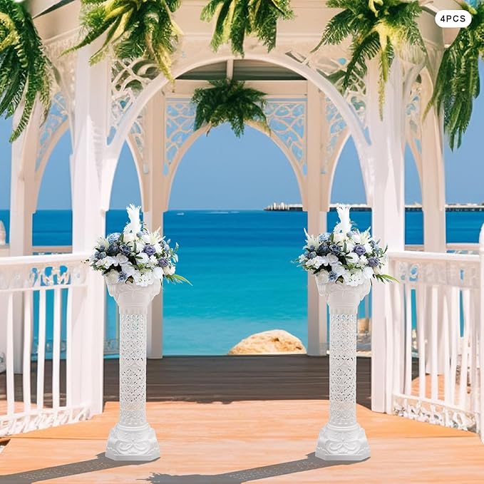 Roman Pillars Decoration Party Flower Pot Columns 10.63x34.65in Set 4Pcs Decor - Image 4