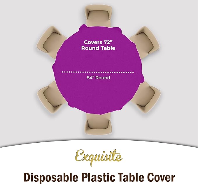 Exquisite 12-Pack Premium Plastic Tablecloth 84in. Round Table Cover - Image 4