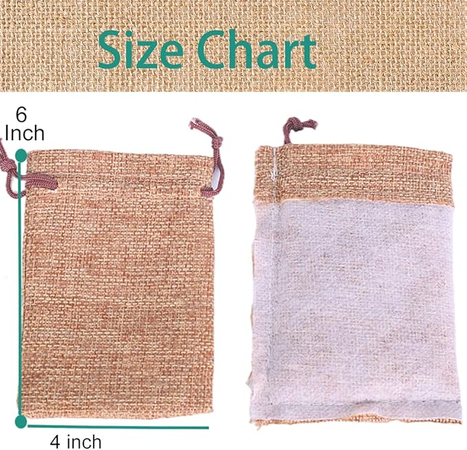 LYSXP 50PCS Burlap Bags with Drawstring，4x6 Inch Drawstring Gift Bag Jewelry - Image 2
