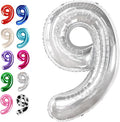40 Inch Big Silver 9 Balloon Number, Jumbo Giant Happy 9th 19 29 39 49 99 by Upgesy