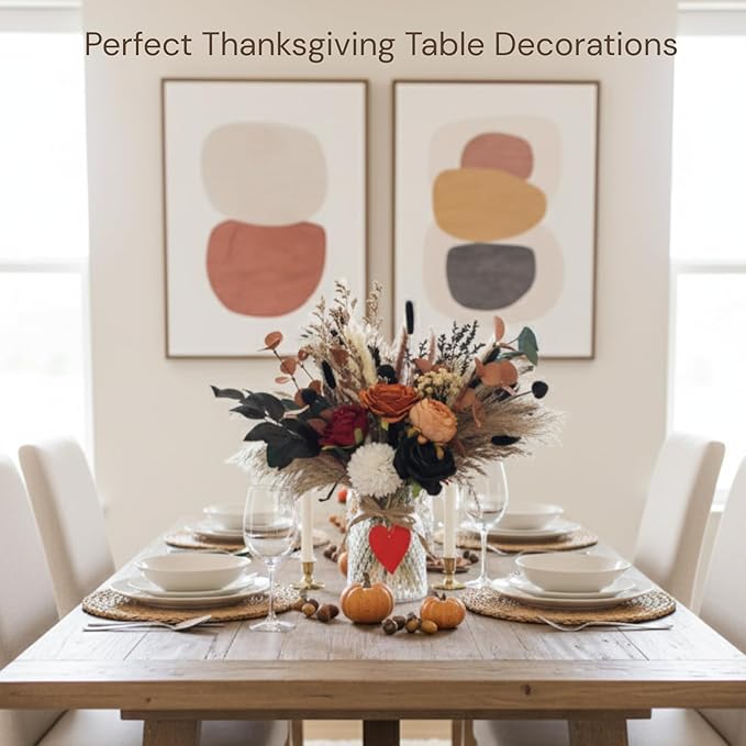 RyddeligHome Fall Flower Arrangements in Vase 100pcs, Fall Centerpieces - Image 3