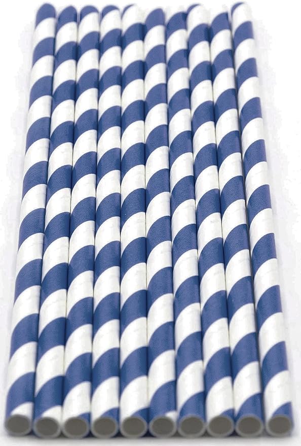 Pack of 900 Navy Blue Swirls Biodegradable 4-Ply Paper Drinking Straws - Image 2