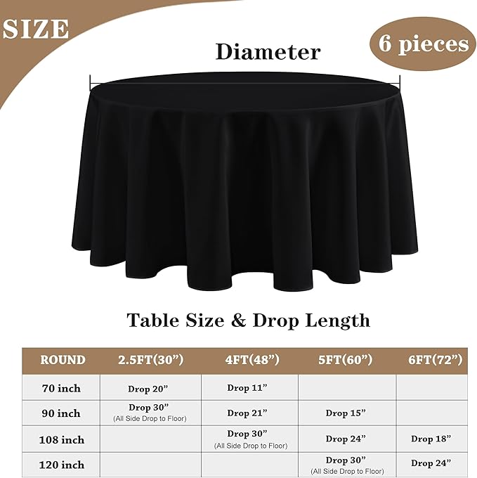 Fitable 6 Pack Black Tablecloths - Image 5