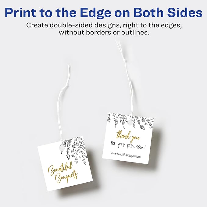 Avery Square Tags, Sure Feed Technology, Matte White, Strings Included - Image 6