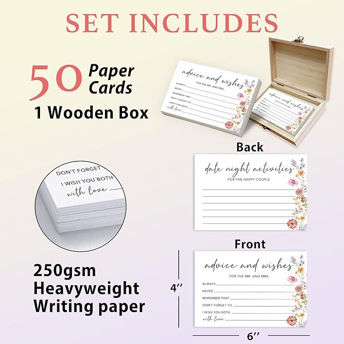 50 Pcs Advice and Wishes for the Mr and Mrs Cards in Box - Image 2