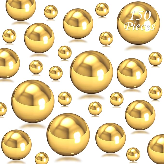 150Pcs Brightgold Polished No Hole Faux Pearl Beads - Image 7
