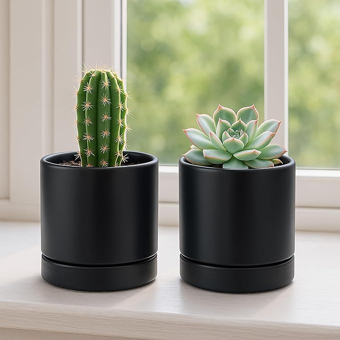 D'vine Dev Set of 4 Small Ceramic Plant Pots, 4.7 Inch Succulent Planter Pot - Image 6