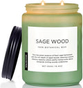 M&SENSE Sage Wood Scented Candle, 19.4oz 110 Hours Long Lasting Clean Non Toxic by MSENSE