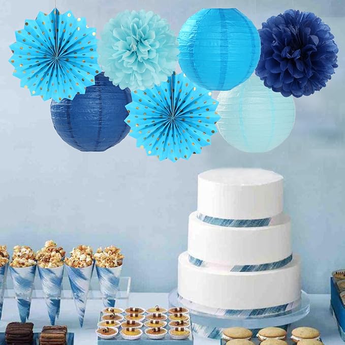 Light-Royal Navy-Blue White Party-Decorations Streamers - Image 2