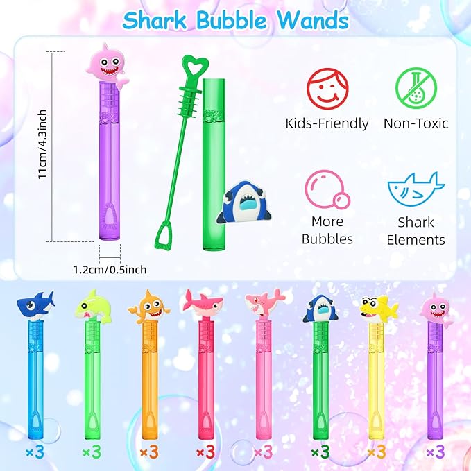 AFZMON 24Pcs Shark Party Favors Bubble Wands - Image 2