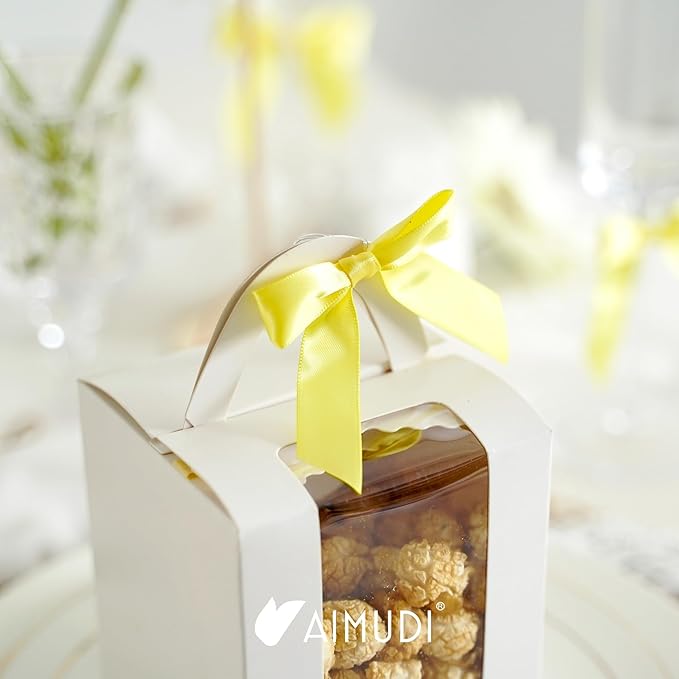 AIMUDI Yellow Bows 2.5" Satin Bows - Image 8