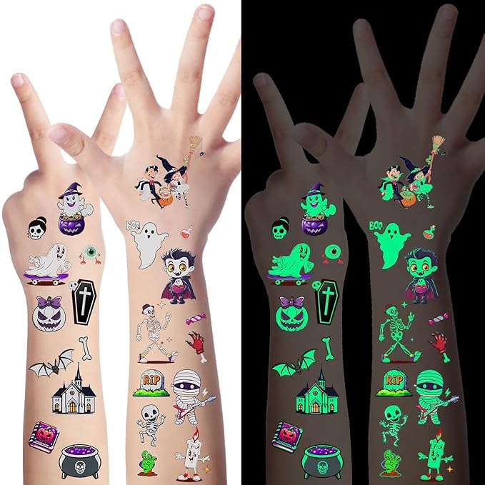 LOMIMOS 320PCS Glow in The Dark Halloween Temporary Tattoos by LOMIMOS