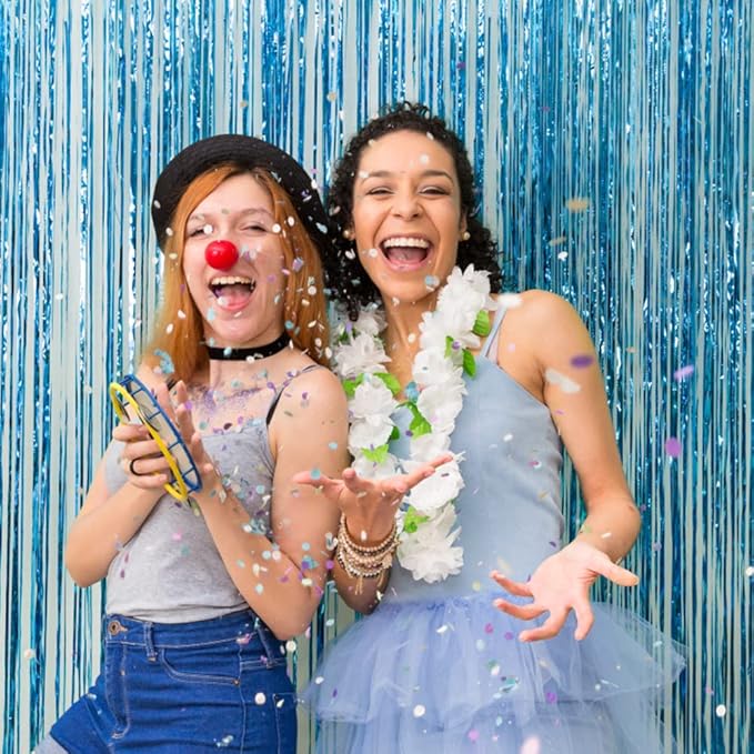 20 Pack Foil Curtain Backdrop Blue Metallic Tinsel Foil Fringe Curtains Photo - Image 4