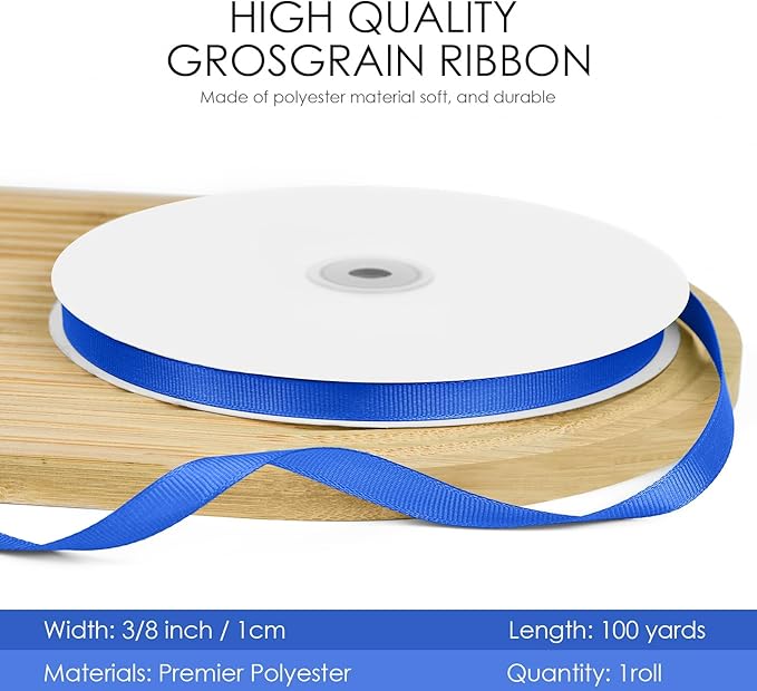 100 Yards 3/8 inch Grosgrain Ribbon, Solid Color Fabric Ribbon Perfect - Image 2