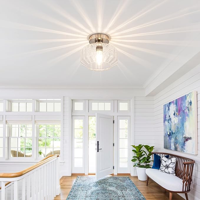 Brushed Nickel Semi Flush Mount Ceiling Light Fixture - Image 7