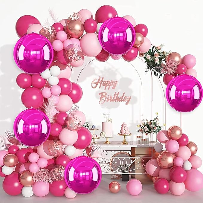 6Pcs Hot Pink Round Foil Balloons, Giant 4D Round Ball Balloon, 22 Inch - Image 8