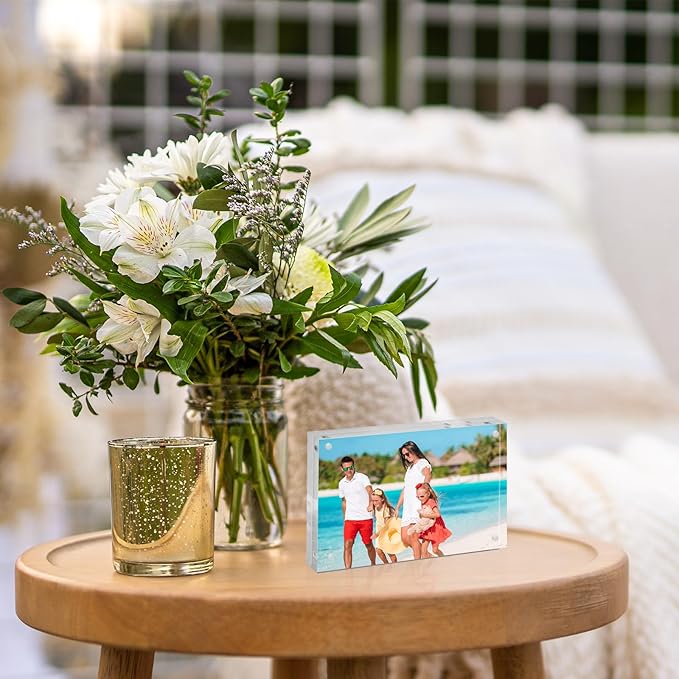TWING 2 Pack Picture Frames Acrylic 4 x 6, Horizontal Magnet Double Sided 4x6 - Image 7