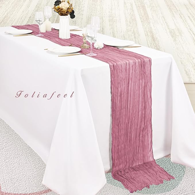 6 Pack Dusty Rose 10FT Cheesecloth Table Runner 20 x 120 Inch Long Rustic Gauze - Image 4