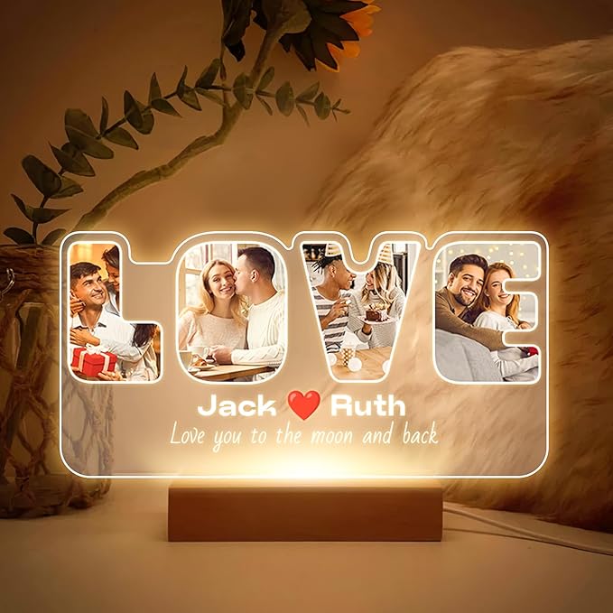 Custom Picture Frames with Photos, Personalized Photo Frame with Night Light - Image 9