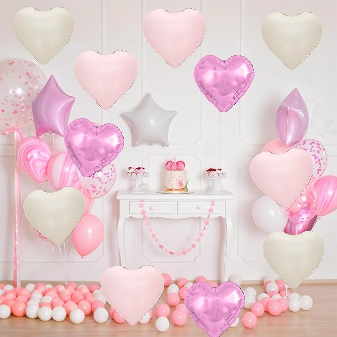 Pink Purple White Heart Balloons - Image 6