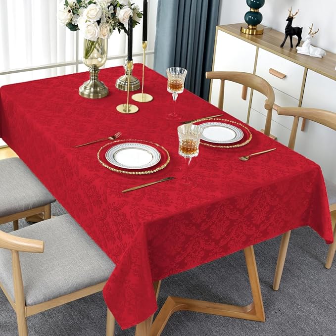 SASTYBALE Rectangle Jacquard Tablecloth, Damask Table Cloth SpillProof Wrinkle - Image 2