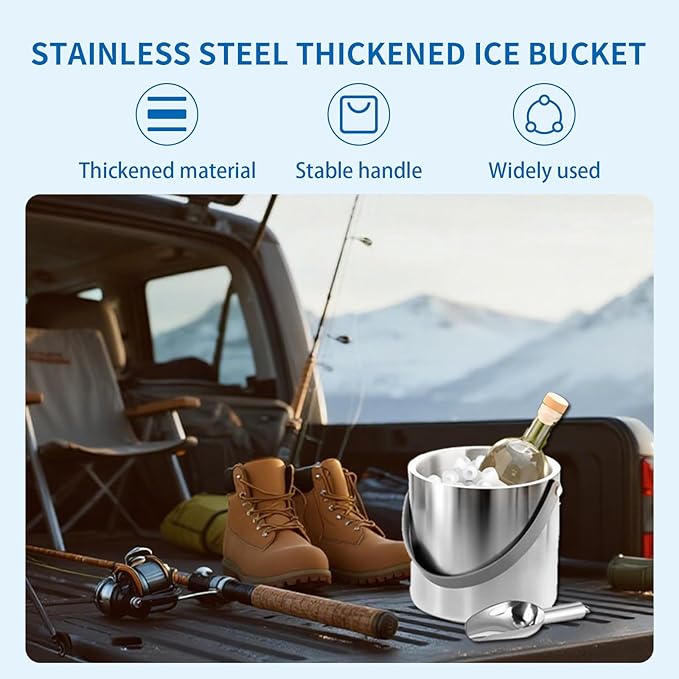 3L Stainless Steel Double-Wall Insulated Ice Bucket - Image 5