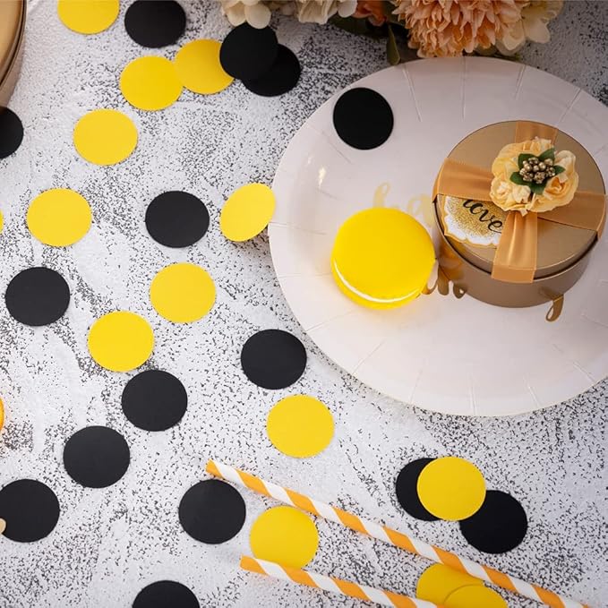 Black and Yellow Confetti Table Decoration - Image 3