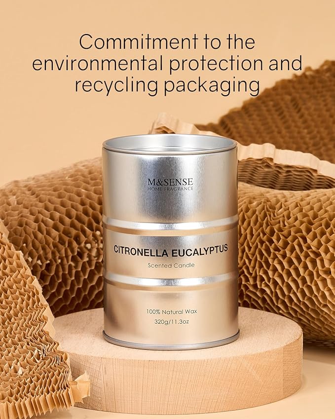 M&SENSE Scented Candle, Citronella Eucalyptus Medium Jar Candle - Image 6