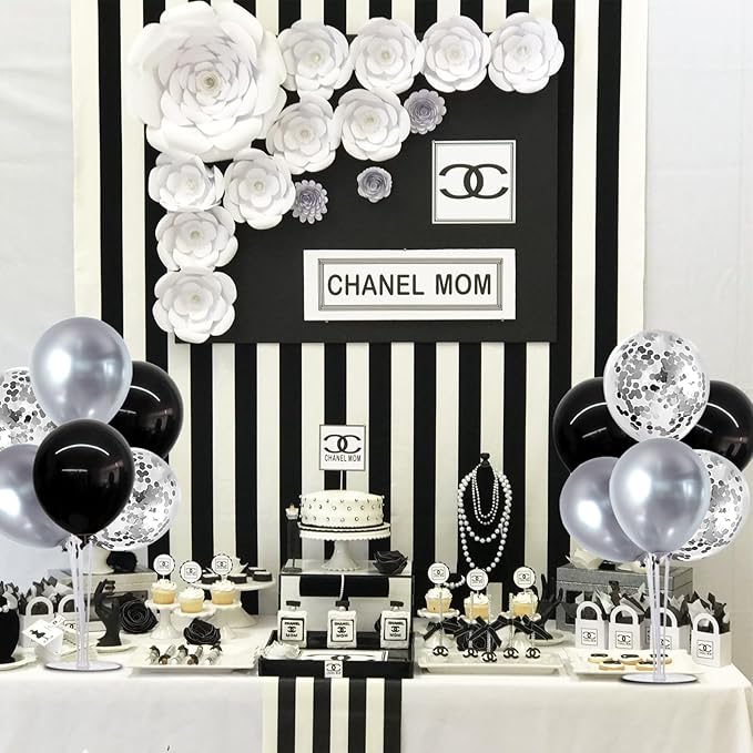 TONIFUL 4 Set Black and Silver Balloons Stand Centerpiece Table Decorations - Image 5